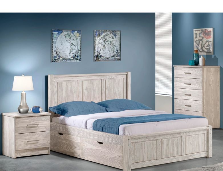 Nan Innovations Salem White Solid Pine King Platform Bed Frame