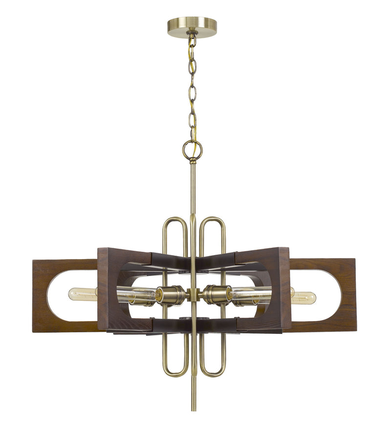 Sneek - Chandelier - Antique Brass & Wood