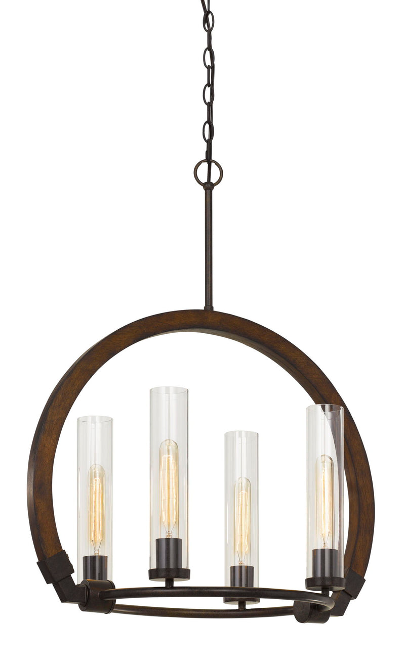 Sulmona - 30.3" Height Metal and Wood Chandelier - Wood & Iron