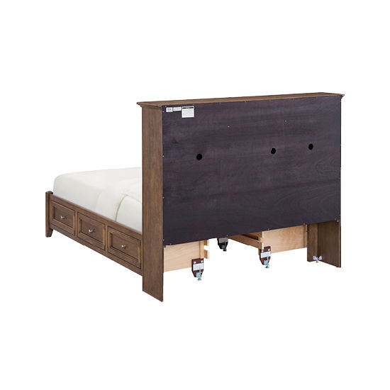 McKenzie - Queen Classic Bookcase Storage Bed - Java
