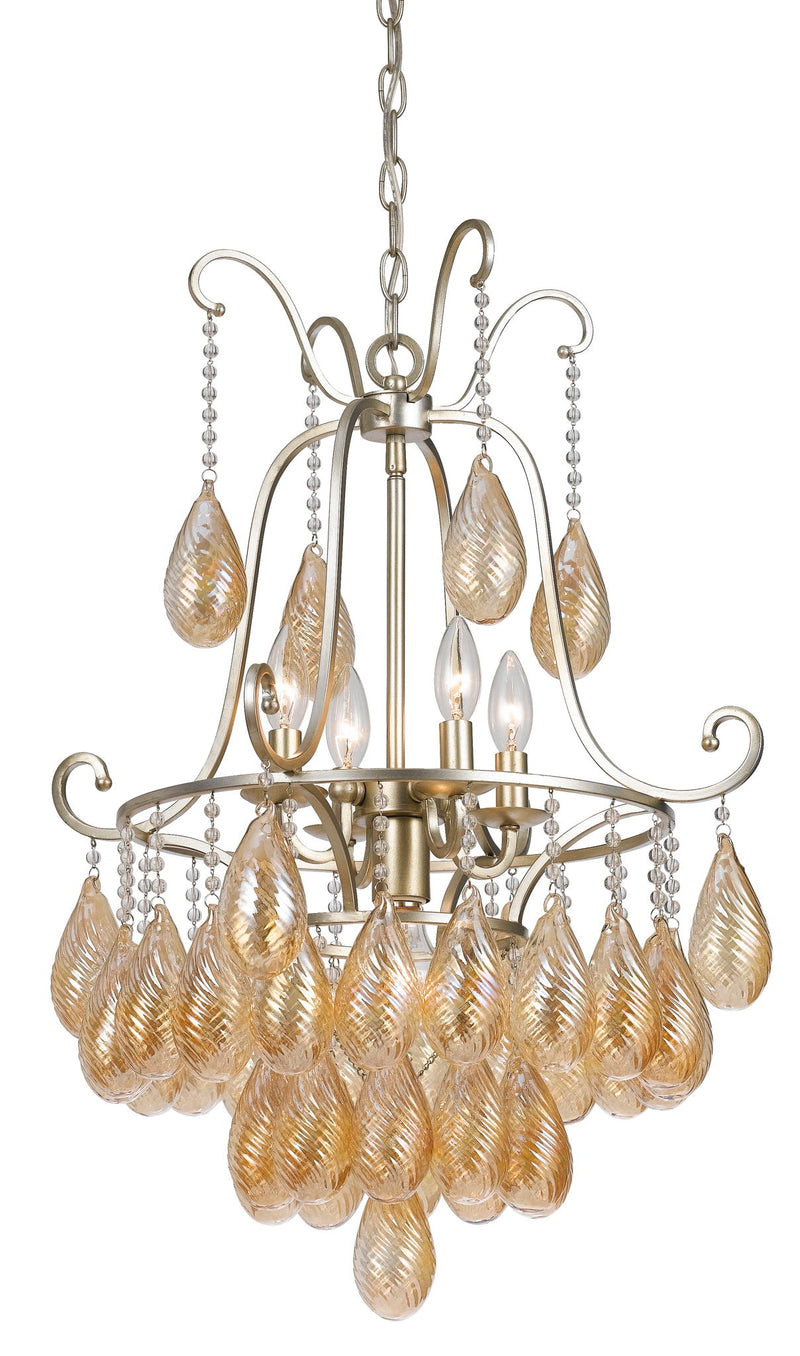 Marion - 34.5" Height Glass Chandelier - Warm Silver