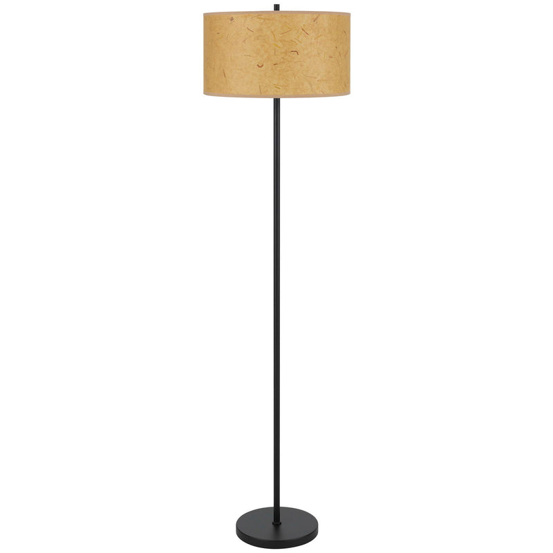 Octavia - Metal Pole Lamp With Paper Shade - Black / Kraft