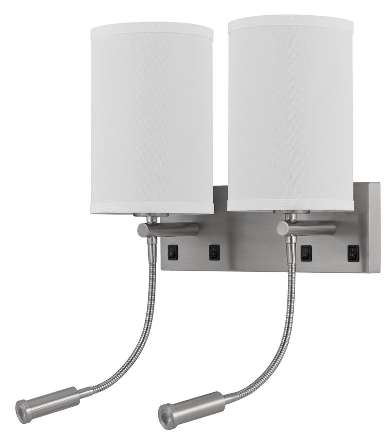 Lakewood - 23.5" Height Wall Lamp - Brushed Steel & White