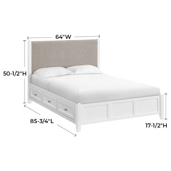 McKenzie - Queen Upholstered Panel Storage Bed - Snowbound