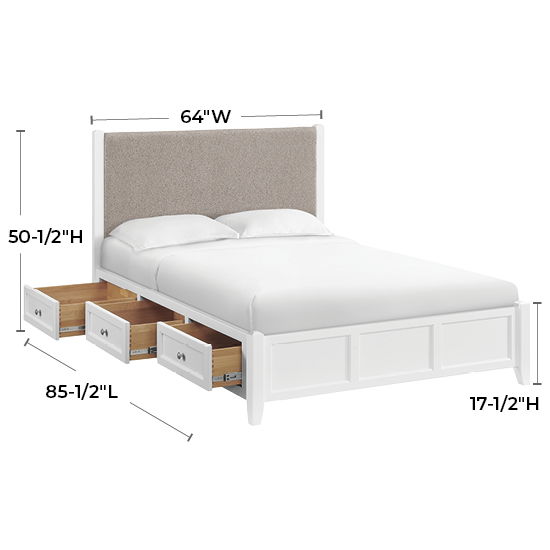 McKenzie - Queen Upholstered Panel Storage Bed - Snowbound