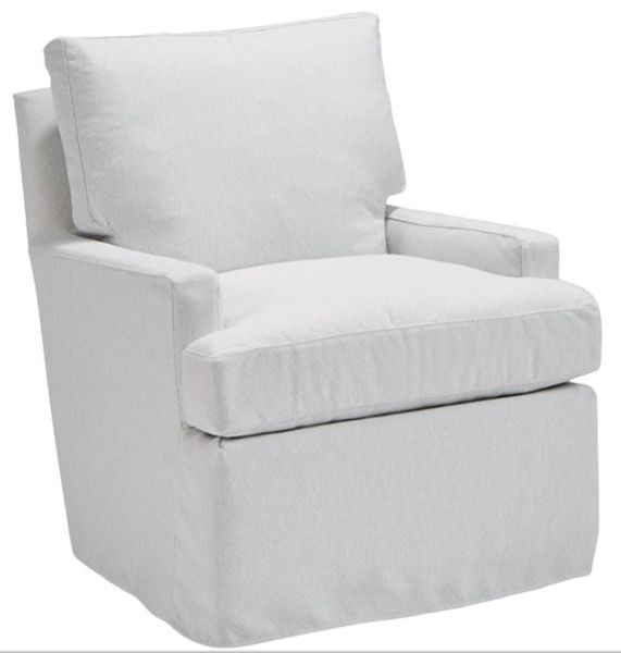 Swivel Chairs Four Seasons Dexter Extra Large Slipcovered Swivel Gliding Armchair – angled view