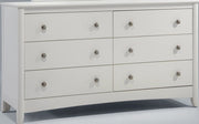 Dresser Night & Day Furniture Secrets White Wood Six Drawer Bedroom Dresser