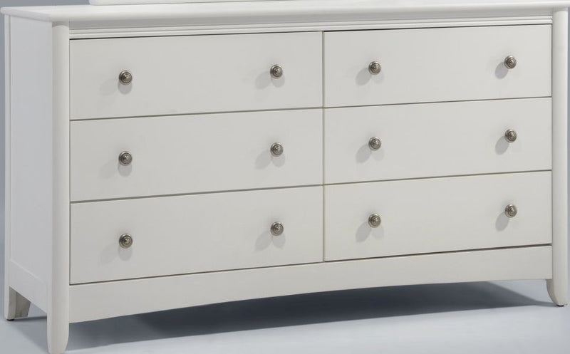 Dresser Night & Day Furniture Secrets White Wood Six Drawer Bedroom Dresser