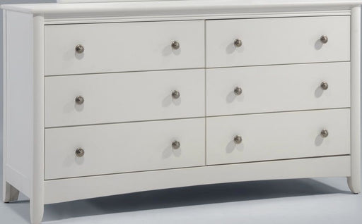 Dresser Night & Day Furniture Secrets White Wood Six Drawer Bedroom Dresser