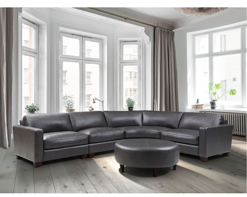 Brent 4pc Leather Sectional by Leather Italia