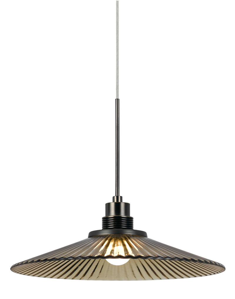 7.5" Height Glass and Metal LED Pendant With Brushed Steel Cord - Amber