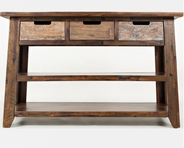 Nan Jofran Painted Canyon Brown Wood Sofa Table With Storage Drawers by Jofran Inc.