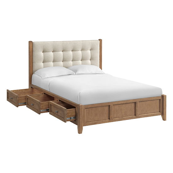 McKenzie - Queen Upholstered Panel Storage Bed - Pecan