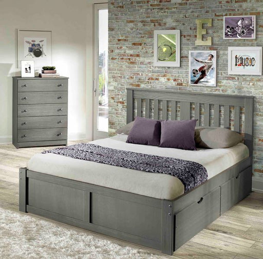 Nan Solid Pine York Queen Platform Bed In Gray Finish by Innovations