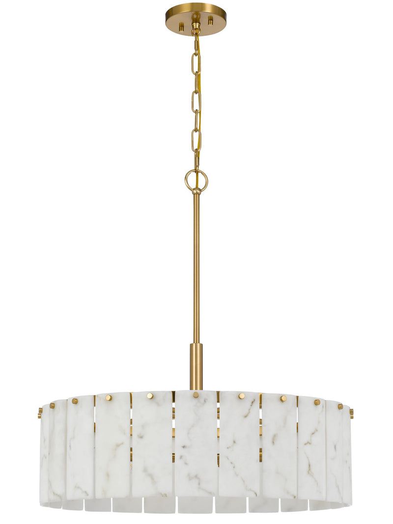 Torrigiani - 5-Light Metal Chandelier - Antique Brass With Faux Alabaster Panels