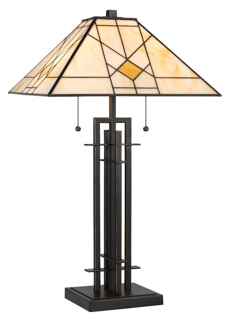 Zuni - Metal Table Lamp - Dark Bronze With Tiffany Glass Shade