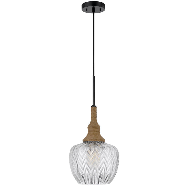 Monroe - 1 Light 21" Height Clear Glass Pendant - Burlap