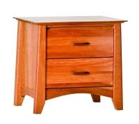 Nightstand Woodforms Willow American Black Cherry 2 Drawer Nightstand With Walnut Handles – angled view