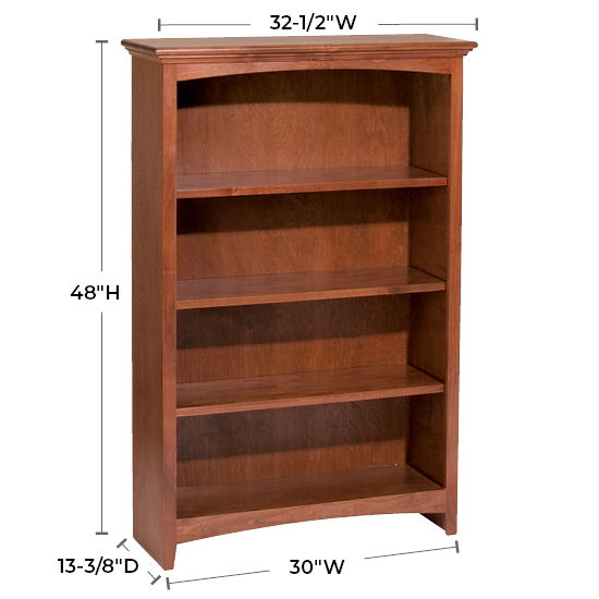 McKenzie - 48'' H X 30'' W Alder Bookcase - Glazed Antique Cherry
