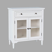 Jofran Westport Glass Accent Cabinet with Beadboard Drawers