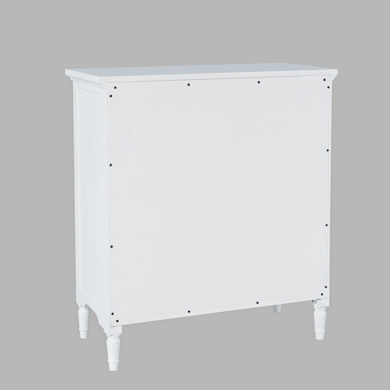 Jofran Westport Glass Accent Cabinet with Beadboard Drawers