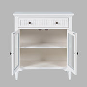 Jofran Westport Glass Accent Cabinet with Beadboard Drawers