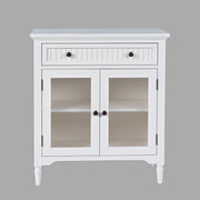 Jofran Westport Glass Accent Cabinet with Beadboard Drawers