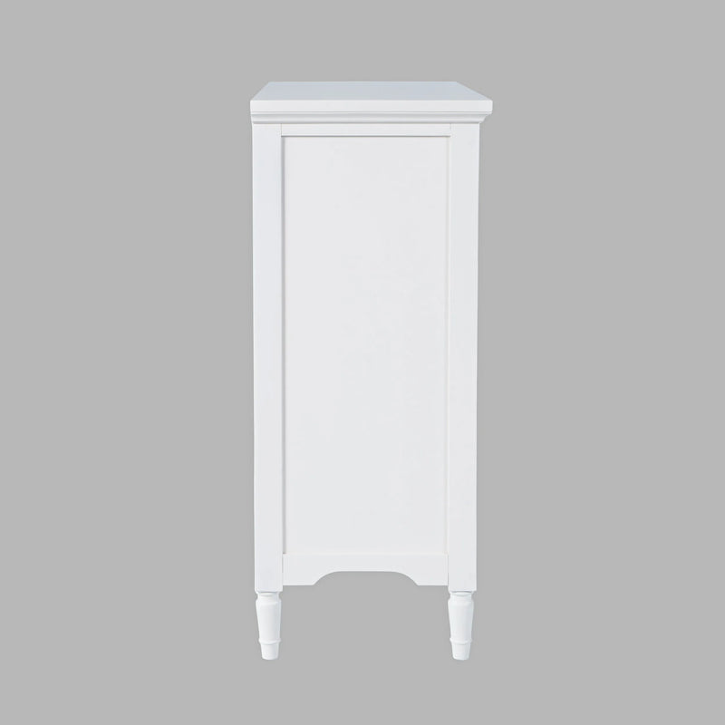 Jofran Westport Glass Accent Cabinet with Beadboard Drawers