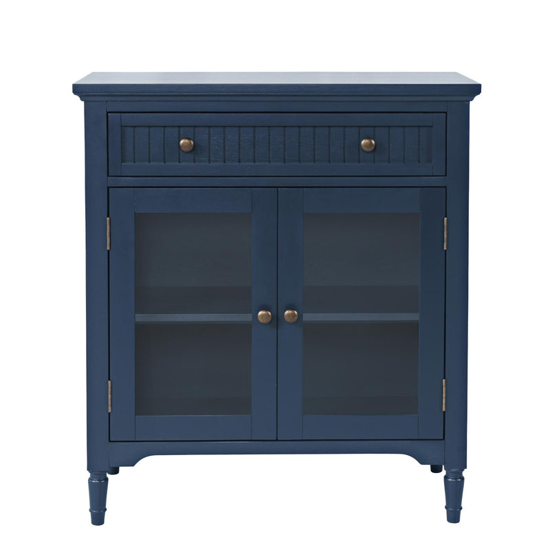 Jofran Westport Glass Accent Cabinet with Beadboard Drawers – alternate view 2