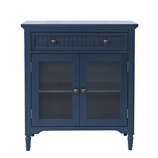 Jofran Westport Glass Accent Cabinet with Beadboard Drawers – alternate view 2