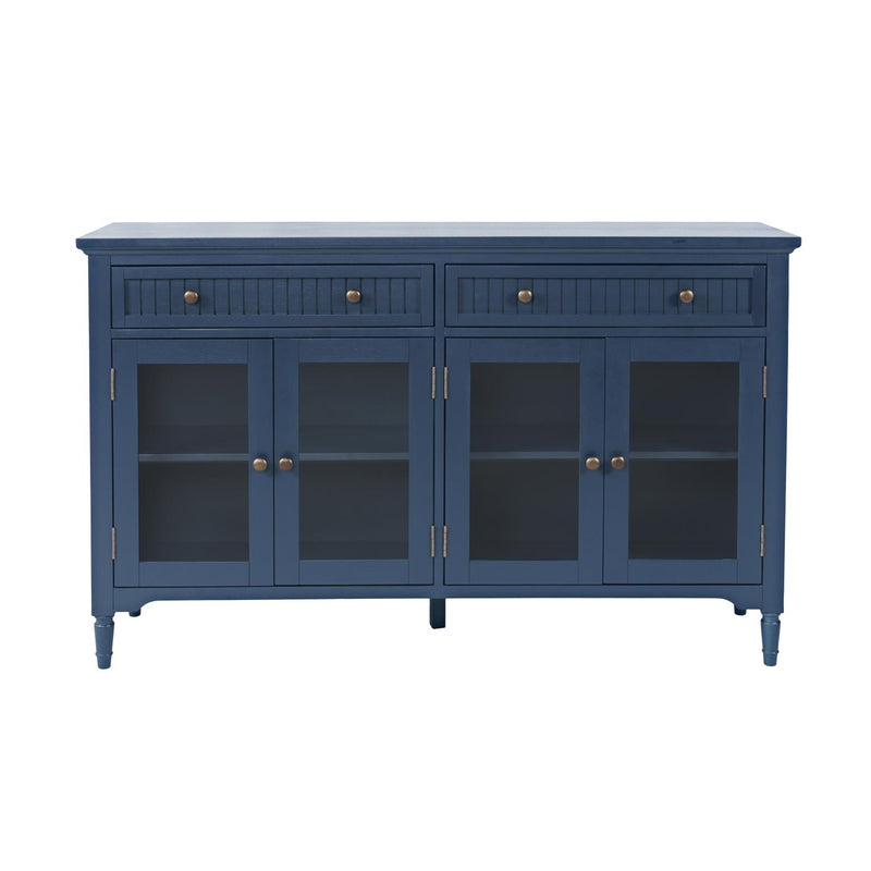 Jofran Westport Glass Accent Cabinet with Beadboard Drawers