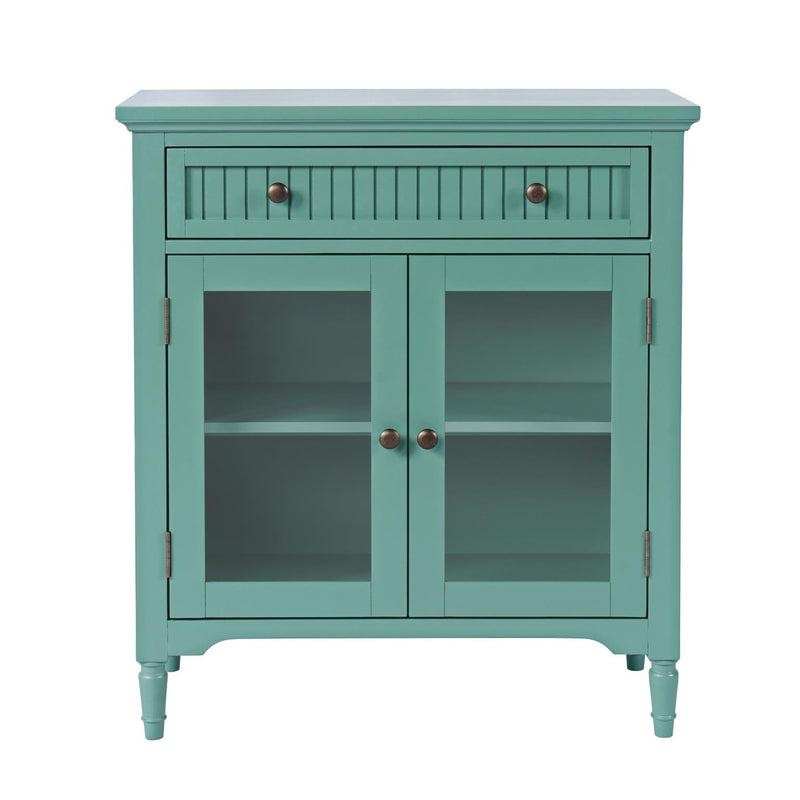 Jofran Westport Glass Accent Cabinet with Beadboard Drawers – alternate view 3