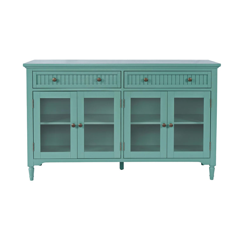 Jofran Westport Glass Accent Cabinet with Beadboard Drawers