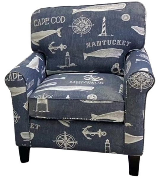 Nan Jofran Seafarer Navy And White Patterned Swivel Accent Chair by Jofran Inc.