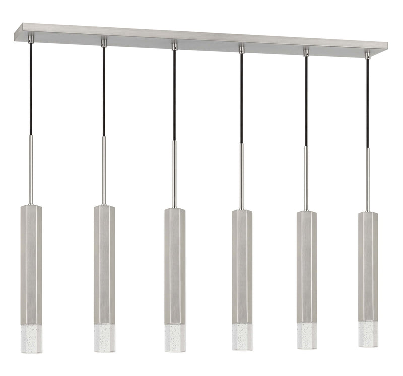 24" Height Aluminum Cast Pendant - Pearl Silver - 6 Light