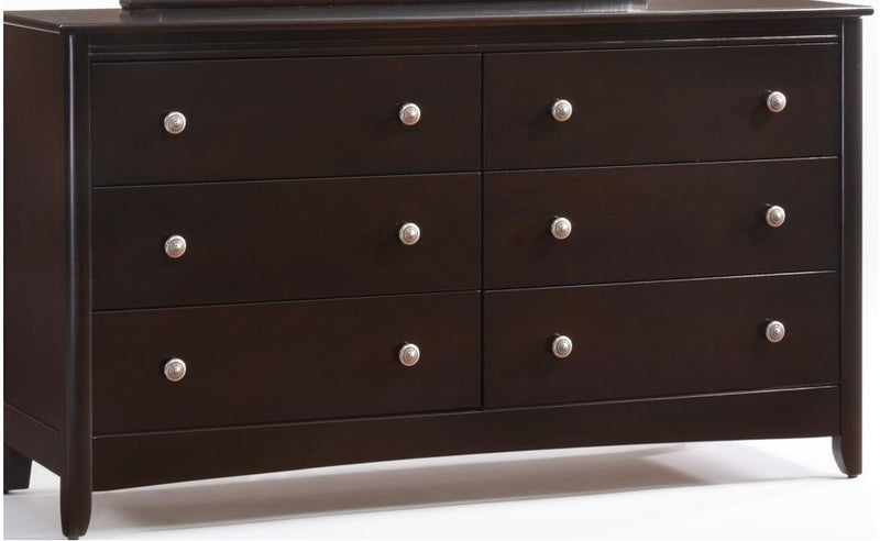 Dresser Night & Day Secrets 6-Drawer Solid Wood Dresser Dark Chocolate by Night & Day Furniture