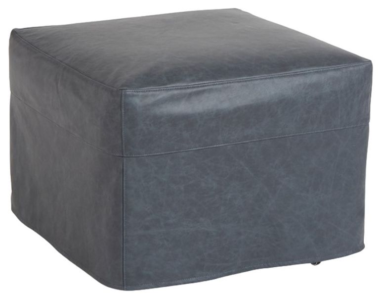 Upholstered Ottomans Four Seasons Customizable Leather Small Square Slipcovered Accent Ottoman