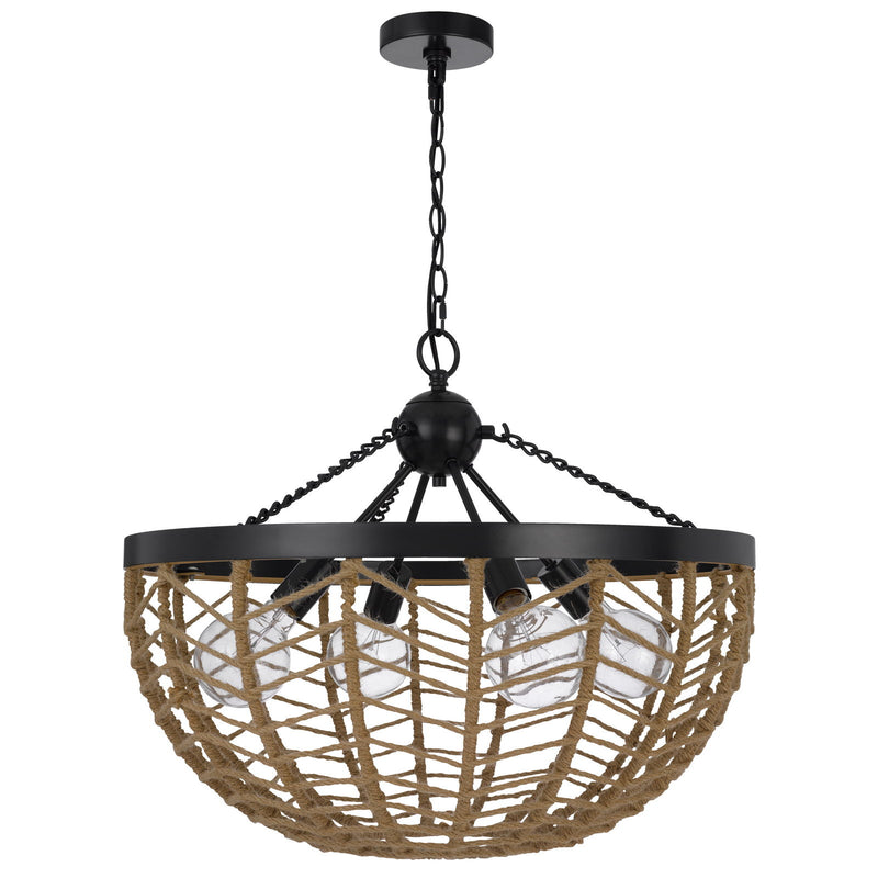Lillington - 4 Light 20.375" Height Metal Pend - Burlap / Black