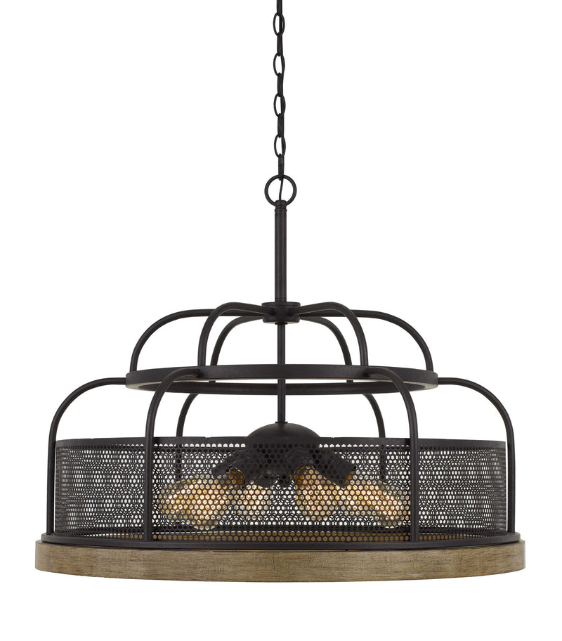 Akaki - 30" Height Pine Wood and Metal Fixture - Iron & Light Oak