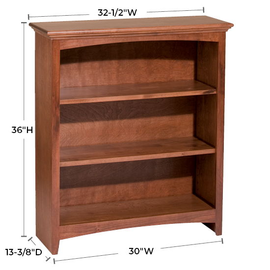 McKenzie - 36'' H X 30'' W Alder Bookcase - Glazed Antique Cherry