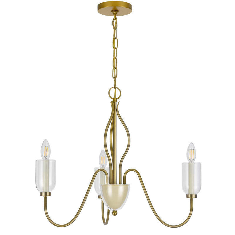 Kalamaria - 24" Height Metal Chandelier - Antique Brass