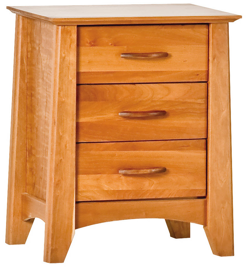 Nightstand Woodforms Willow American Black Cherry 3 Drawer Nightstand With Walnut Handles