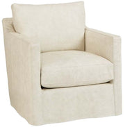 Swivel Chairs Four Seasons Miles Leather Slipcovered Swivel Gliding Armchair – angled view