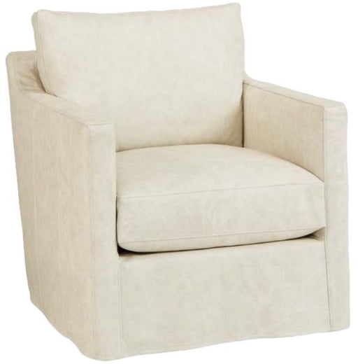 Swivel Chairs Four Seasons Miles Leather Slipcovered Swivel Gliding Armchair – angled view