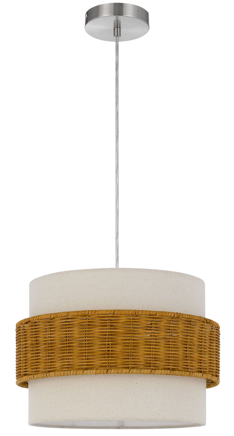 Pahu - Rattan/Fabric Drum Shade Pendant On Cord With Canopy
