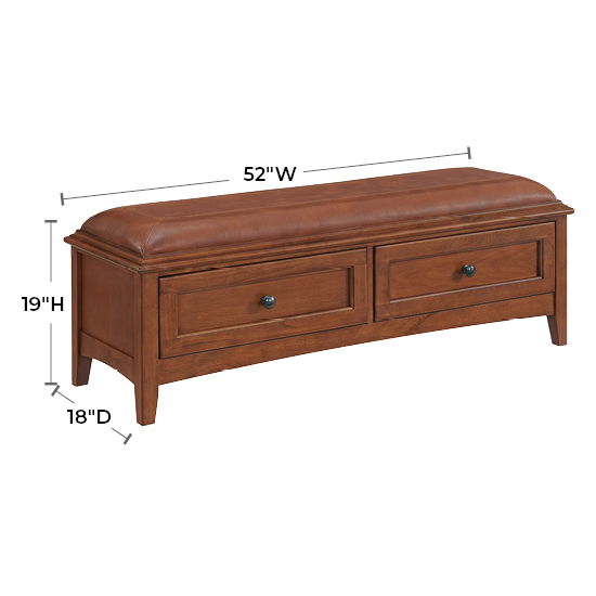 McKenzie - 2-Drawer Bench - Glazed Antique Cherry