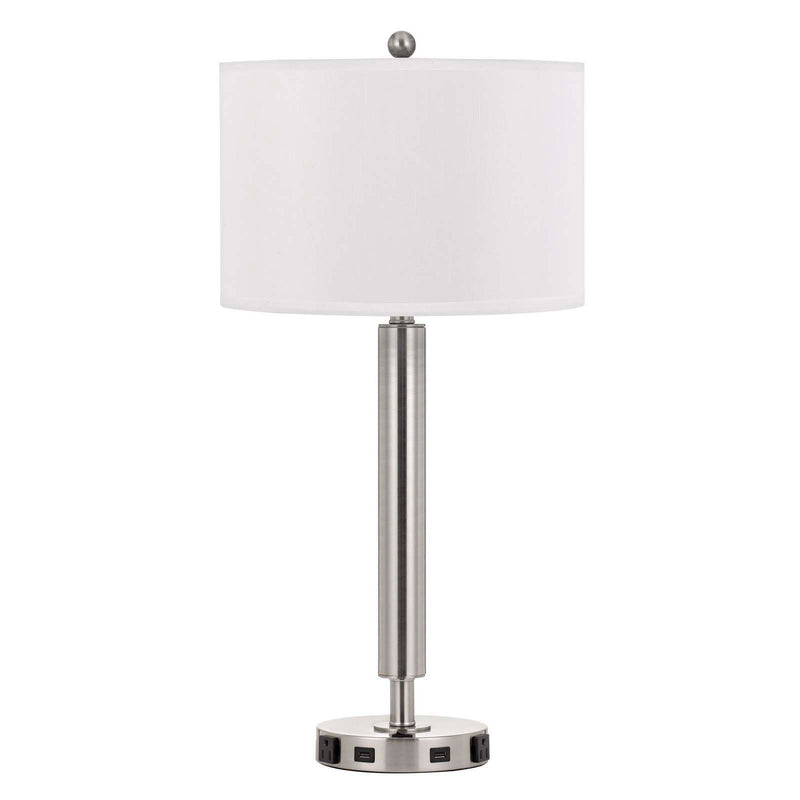 30" Height Metal Night Stand Lamp - Brushed Steel - 100W