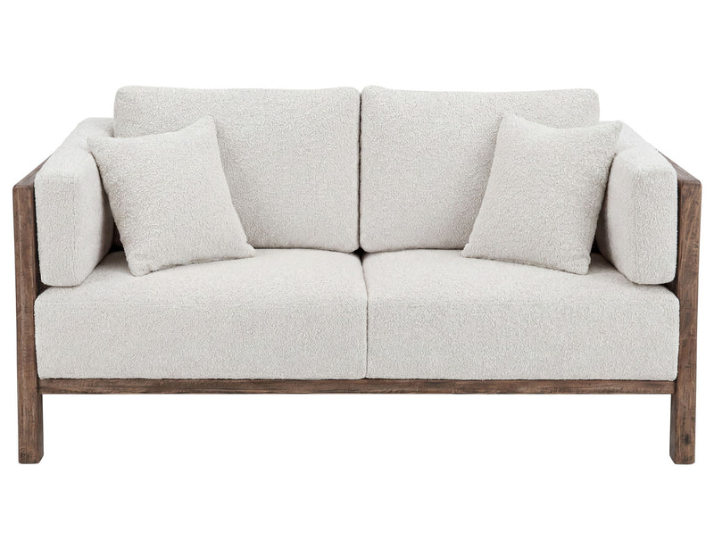 Roots - Wooden Frame Upholstered Loveseat - Talawa / Beige