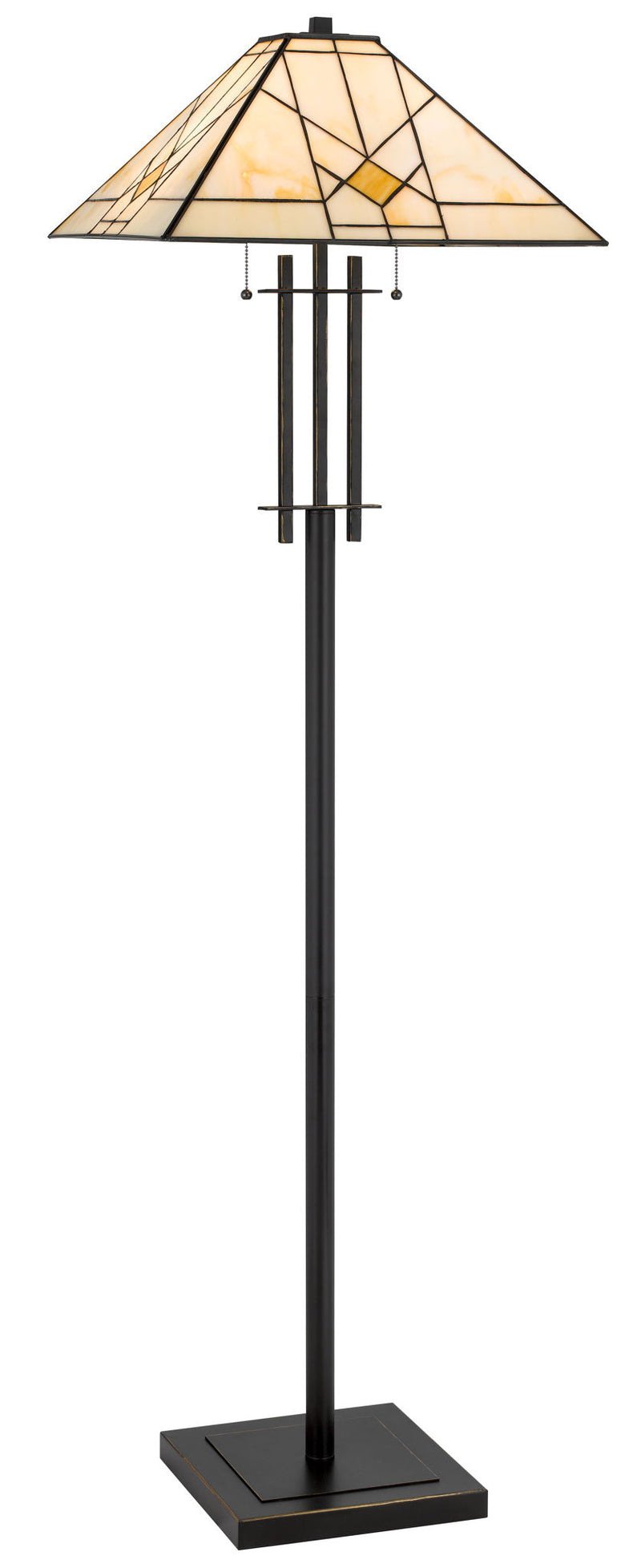 Zuni - Metal Floor Lamp - Dark Bronze With Tiffany Glass Shade