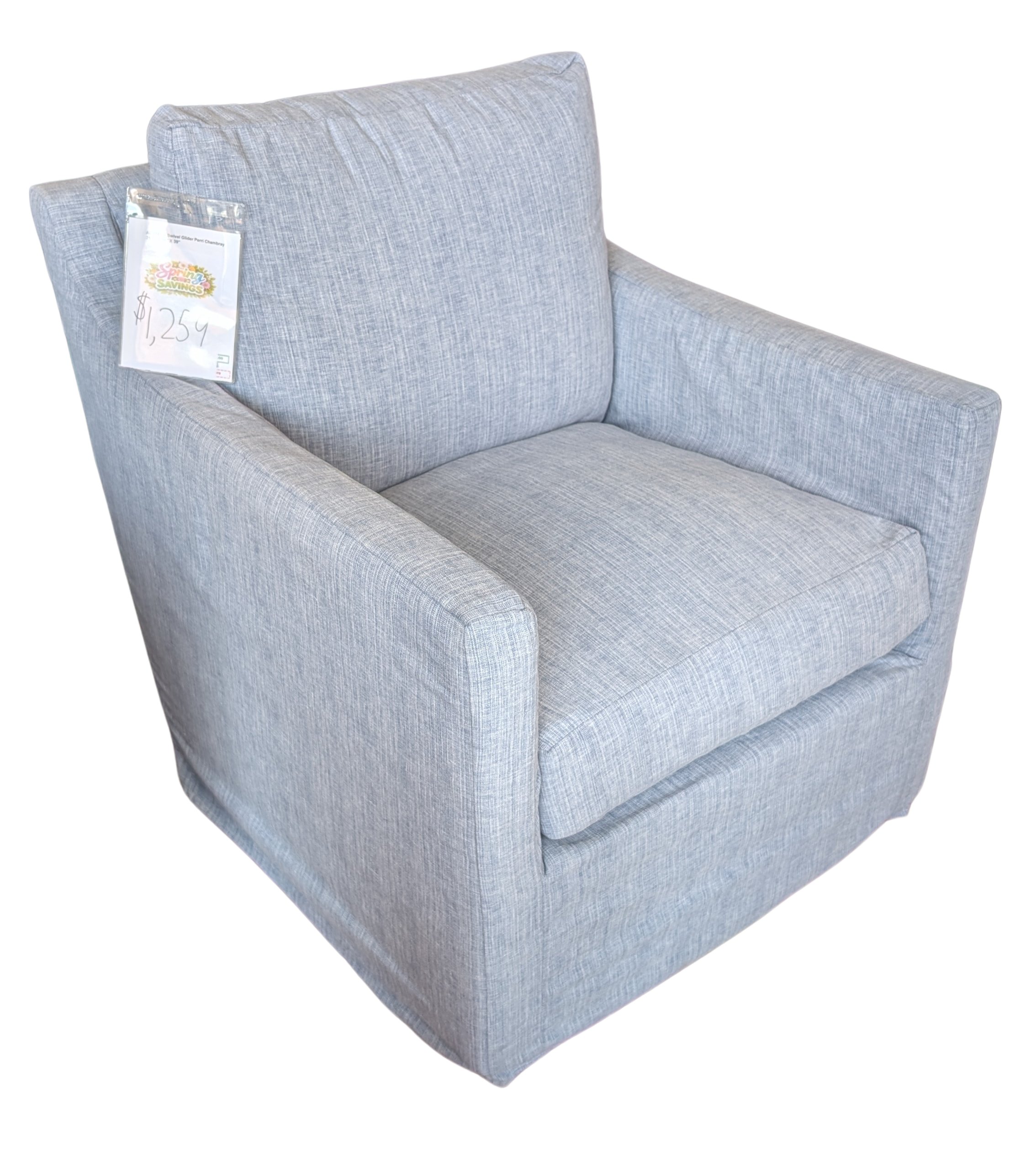 Four Seasons Miles Extra Large Slipcovered Swivel Glider Accent Chair